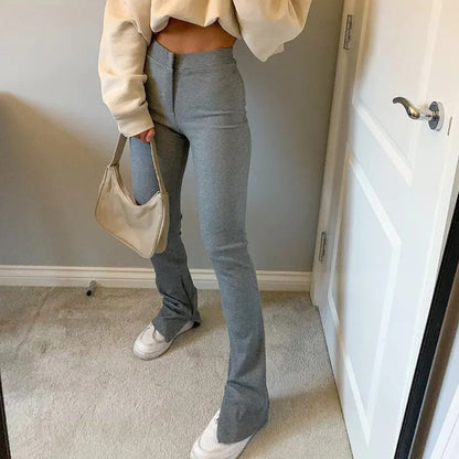 Pantalones Casuales Ajustados de Cintura Alta