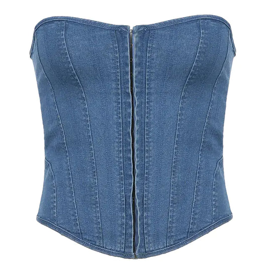 Top Corset Denim Sin Tirantes