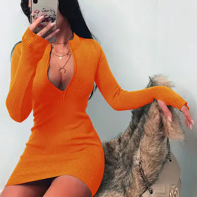 Vestido de Mujer de Manga Larga con Cremallera