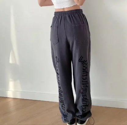 Pantalones Deportivos Bordados con Letras