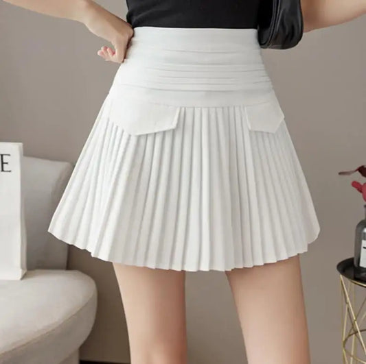 Women's High Waist Slim Pleated Skirt
