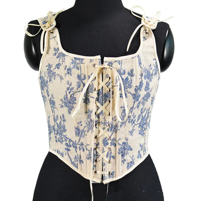 Top Corto Bustier Espiga Retro Francés para Mujeres