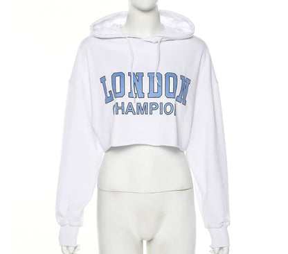 Sudadera Recortada con Capucha de Otoño