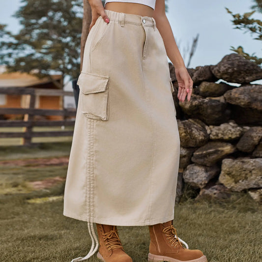 Falda Midi Casual de Denim Americana